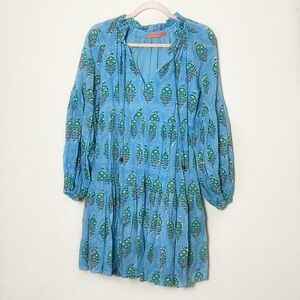 Oliphant Balloon Sleeve Short Dress Clover Blue size XS